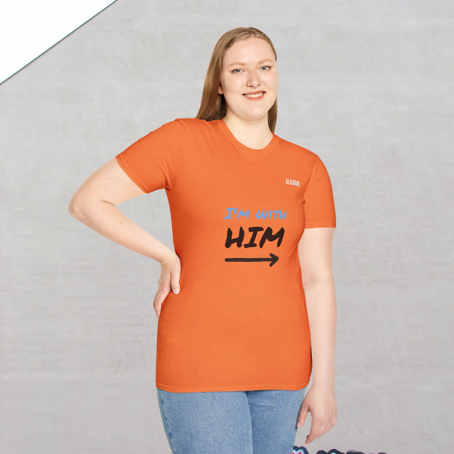 I’m With Him T-Shirt – Funny Couples Matching Tee – ALKARAB Unisex Soft Cotton
