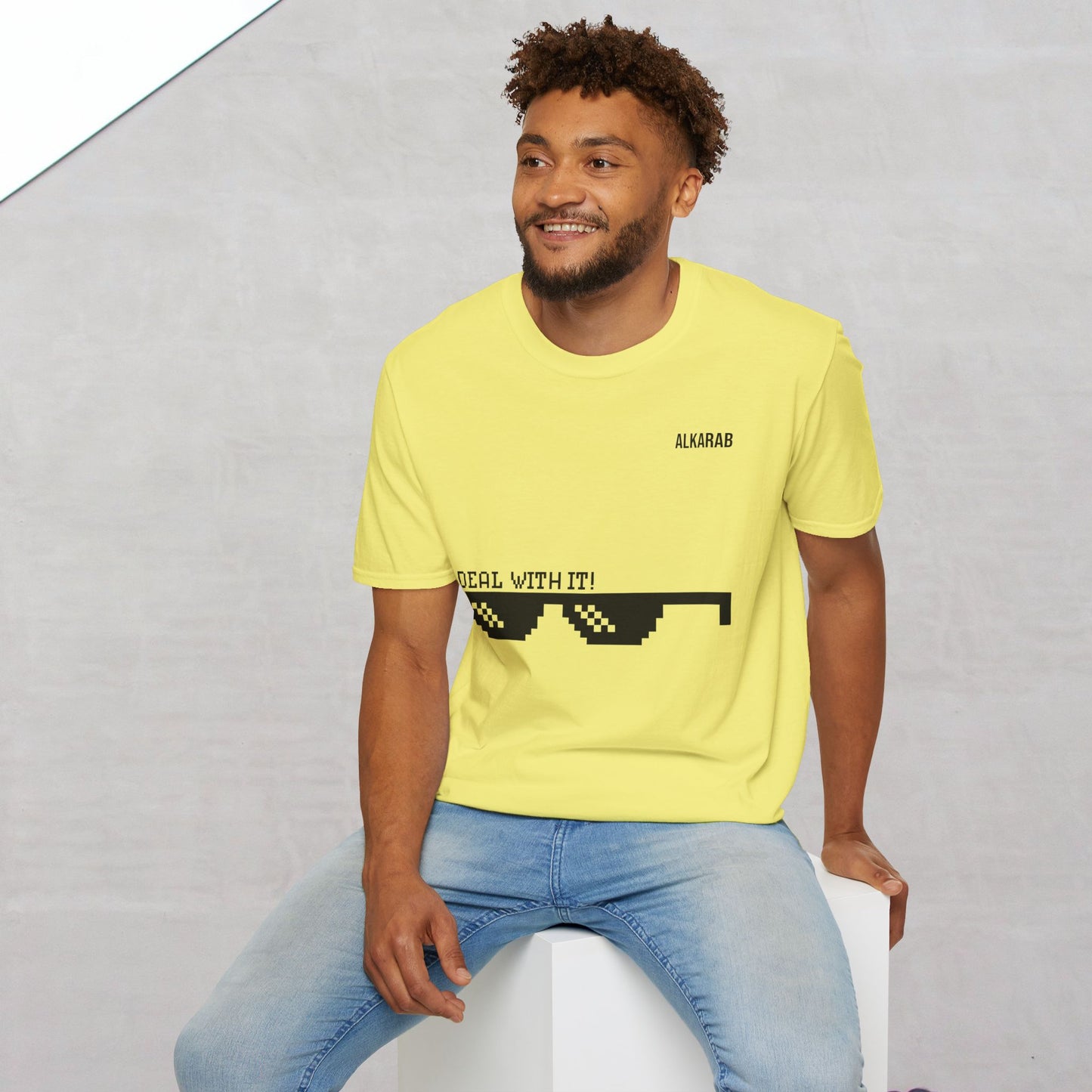 Deal With It T-Shirt – Funny Meme Shirt – ALKARAB Unisex Cotton Tee