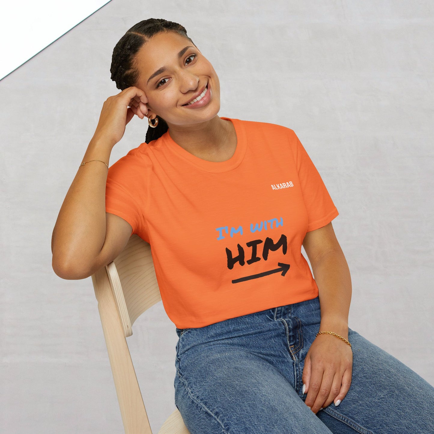 I’m With Him T-Shirt – Funny Couples Matching Tee – ALKARAB Unisex Soft Cotton