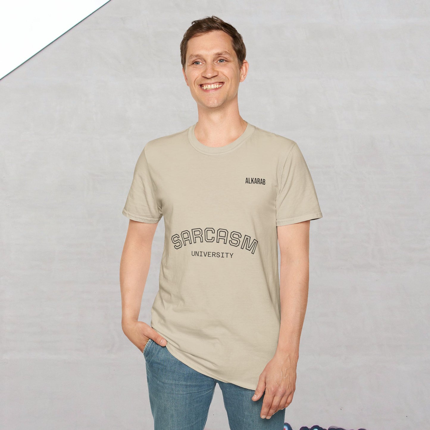 Sarcasm University T-Shirt – Funny College Style Tee – ALKARAB Unisex Cotton