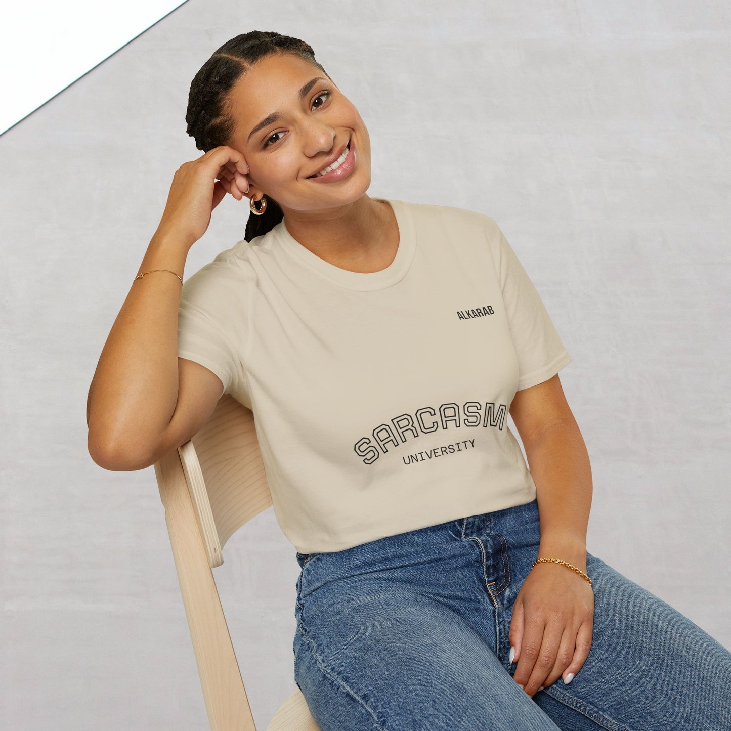 Sarcasm University T-Shirt – Funny College Style Tee – ALKARAB Unisex Cotton