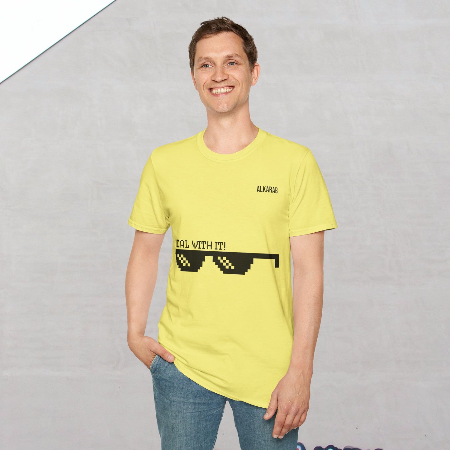 Deal With It T-Shirt – Funny Meme Shirt – ALKARAB Unisex Cotton Tee