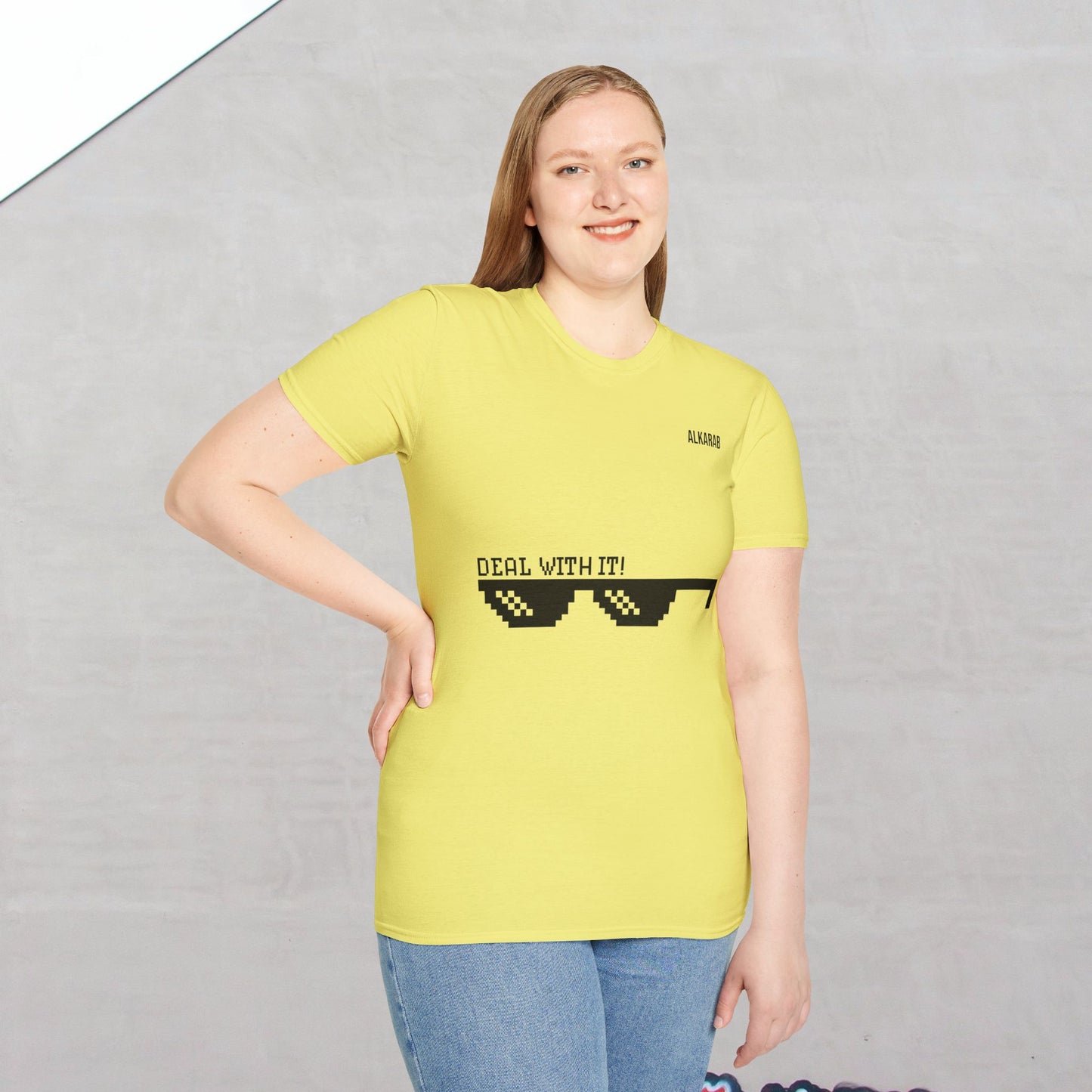 Deal With It T-Shirt – Funny Meme Shirt – ALKARAB Unisex Cotton Tee
