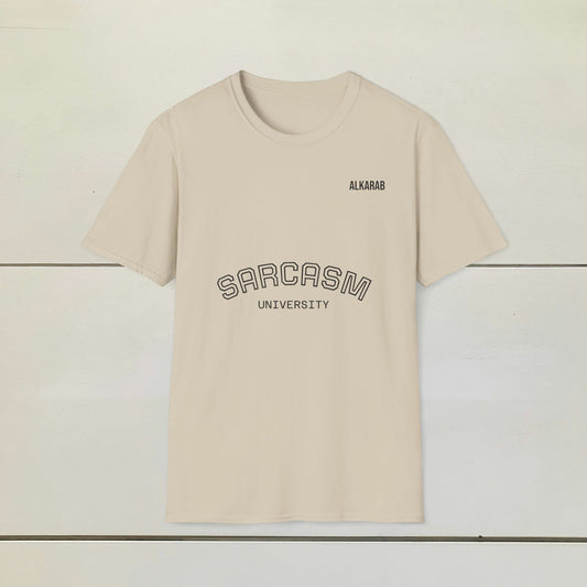Sarcasm University T-Shirt – Funny College Style Tee – ALKARAB Unisex Cotton