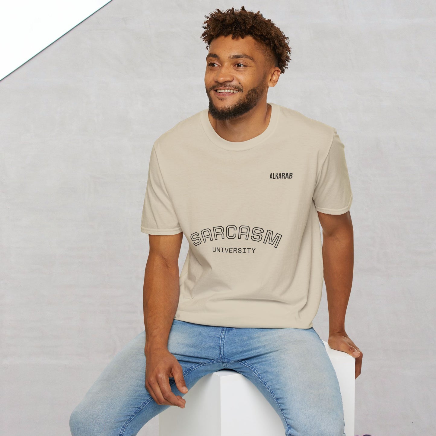 Sarcasm University T-Shirt – Funny College Style Tee – ALKARAB Unisex Cotton